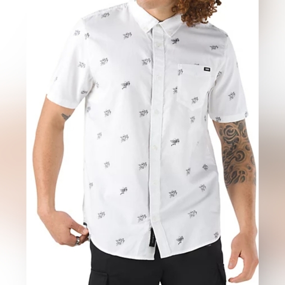 Vans men's small white and black cupid button-up short sleeved cotton sh… - Picture 8 of 8